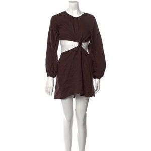 DISSH Linen Brown Cut out mini dress Sz 10